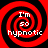 Four identical red and black spiral patterns with white text reading "I'm so hypnotic" arranged in a on a black background