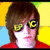Pixelated image of a person with brown hair wearing yellow reflective sunglasses and a red shirt against a yellow and blue background with text "SO" and "EPIC".