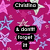Four distinct display text on star-patterned backgrounds with varying color schemes and text styles
