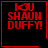Four red-bordered display "I ❤️ SHAUN DUFFY!" text with a heart symbol, one includes an additional small red star at the bottom right corner