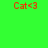 Red text 'Cat<3' appears above a green background with two circular gradient effects, one blue and one purple.