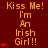 A red background displays orange text reading "Kiss Me! I'm An Irish Girl!!" with red heart symbols appearing in varying quantities across repeated text blocks.