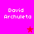 Pixelated text 'David Archuleta' appears in four positions on a bright pink background with red star icons.