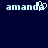 Pixelated text 'amanda' with a heart symbol replacing the 'a' in the left instance, displayed on a dark blue background.