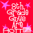 Red background with pink stars and white text reading '8th Grade Guys Are HOT' in pixelated font, repeated four times.