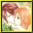 Pixelated anime-style icon showing two characters with brown and orange hair in close proximity against a yellow border, likely from an anime series.
