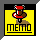 Pixel art of a brown boot with red accents and white trim on a yellow background, below which is text.