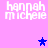 Pixelated text 'hannah michele' in white on pink background with blue stars appearing and disappearing