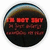 Circular icon with gradient border showing blue, brown, and black hues; red pixelated text spans three horizontal bands across a dark background.
