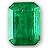 Pixelated green gemstone with rounded corners and vertical light reflections on left and right edges, set against a white background.