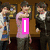 Four- shows pixelated images with pink text overlays reading 'I Love The JONAS BROTHERS' over various group and individual figures in different settings