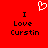 Red background with white pixelated heart above black text reading "I Love Curstin" in two identical side-by-side arrangements.