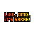 Pixelated text reads "LIKE, OMG. IT'S SARAH!" in red and yellow with black outlines across three on a gray background