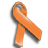 Static orange ribbon icon with gray drop shadow on white background, rendered in pixelated style with visible anti-aliasing and dithering effects.
