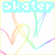 Pixelated text and rainbow-colored lines form a dynamic composition with shifting text elements across four