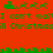 Red background with green pixelated text and icons showing Santa's sleigh, reindeer, and repeating phrases "I can't wait" and "Christmas".