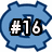 Six blue 'NC' monograms with black-and-white '#16' text overlays arranged in a on a white background