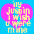 Pixelated text on a pink heart shape against blue background, with yellow and cyan lettering.