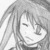 Black-and-white anime-style icon of a character with long hair, showing three sequential expressions from left to right.