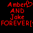 Red pixelated text on black background reads "Amber" with heart symbol, "AND", "Joke", "FOREVER[" repeated twice horizontally.
