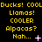 Yellow pixelated text on black background with animated pink sparkles and dots appearing near 'Nah...' in three