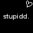 Pixelated white heart symbol above two identical lines of lowercase text reading 'stupidd.' on a black background.