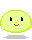 Four pixelated yellow-green circular icons with black eyes and pink mouths arranged in a on gray background