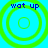 Four identical circular icons with green concentric rings and blue text 'wot up' on a cyan background, arranged in a