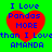 Green background with four red hearts containing blue text reading "I Love Pandas MORE than I Love AMANDA" in pixelated font.