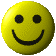 Yellow smiley face icon with black eyes and mouth in various 3D orientations against gray background.
