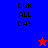 Blue and red pixelated background with 'DGK ALL DAY' text, two star icons in different colors.