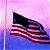 A pixelated contact sheet showing two frames of an animated American flag icon with a green text overlay reading "Original Icons .com" on the right side.