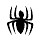 Black spider silhouette in four distinct poses arranged in a , each with varying leg positions and body orientation