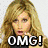 Six- of celebrity-themed icons with text overlays: blonde woman saying "OMG!", person making a gesture with "it's...", dark-haired woman labeled "Miley", Mickey Mouse silhouette with "and", blonde woman named "Ashley", and two women with "Sweet"