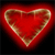 A static pixelated heart shape with a golden-brown border on a red gradient background fading to black edges.