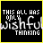 Black square icon with yellow border, white text "THIS ALL HAS ONLY WISHFUL THINKING" and faint repeated "WISHFUL" watermark.