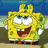 Yellow cartoon character with square body, white eyes, and brown mouth in six pixelated poses with rainbow headgear and text overlays.