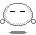 Pixelated white circular character with black horizontal eyes and pink mouth in various expressions on gray background.