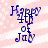 Blue pixelated text "Happy 4th of July" on a pink and white striped background with visible pixelation.