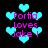 Pixelated cyan hearts float around pink text reading 'Portia Loves Jake' on a black background.