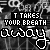 Black-and-white pixelated animation with repeated text "IT TAKES YOUR BREATH AWAY" and a cup icon, set against a starry background.
