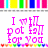 Pixelated pink text on white background with colorful horizontal bar above and below, displaying phrases 'I will fall for you' and 'But I'm a little'