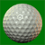 A 3-frame animated contact sheet showing a golf ball with dimpled texture against green backgrounds, arranged in a 2x2 grid with one empty gray cell.