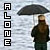 A static icon shows a pixelated figure holding an umbrella with vertical text reading 'ALLOE' on the left side against a light gray background.