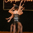 Pixelated figure in a black dress with silver accents, arms raised against dark background.