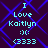 Pixelated text reads "I Love Kaitlyn :) (3333" on a dark purple background with blue diamond-shaped lines.