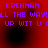 Red background with purple pixelated text reading 'BRENNAN ALL THE WAY! UP WIT U' in four repeated , each with a black circular blur in the lower-left corner