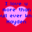 Four identical pixelated heart-shaped icons with blue text on a red background, each displaying 'I love u more than ull ever knull ever kn Hayden' in a