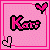 Pixel art icon with pink background showing 'Kars' text and four heart symbols in two states.