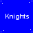 Blue background with white stars and repeated 'Knights' text in a pattern, one gray rectangle visible on the right edge